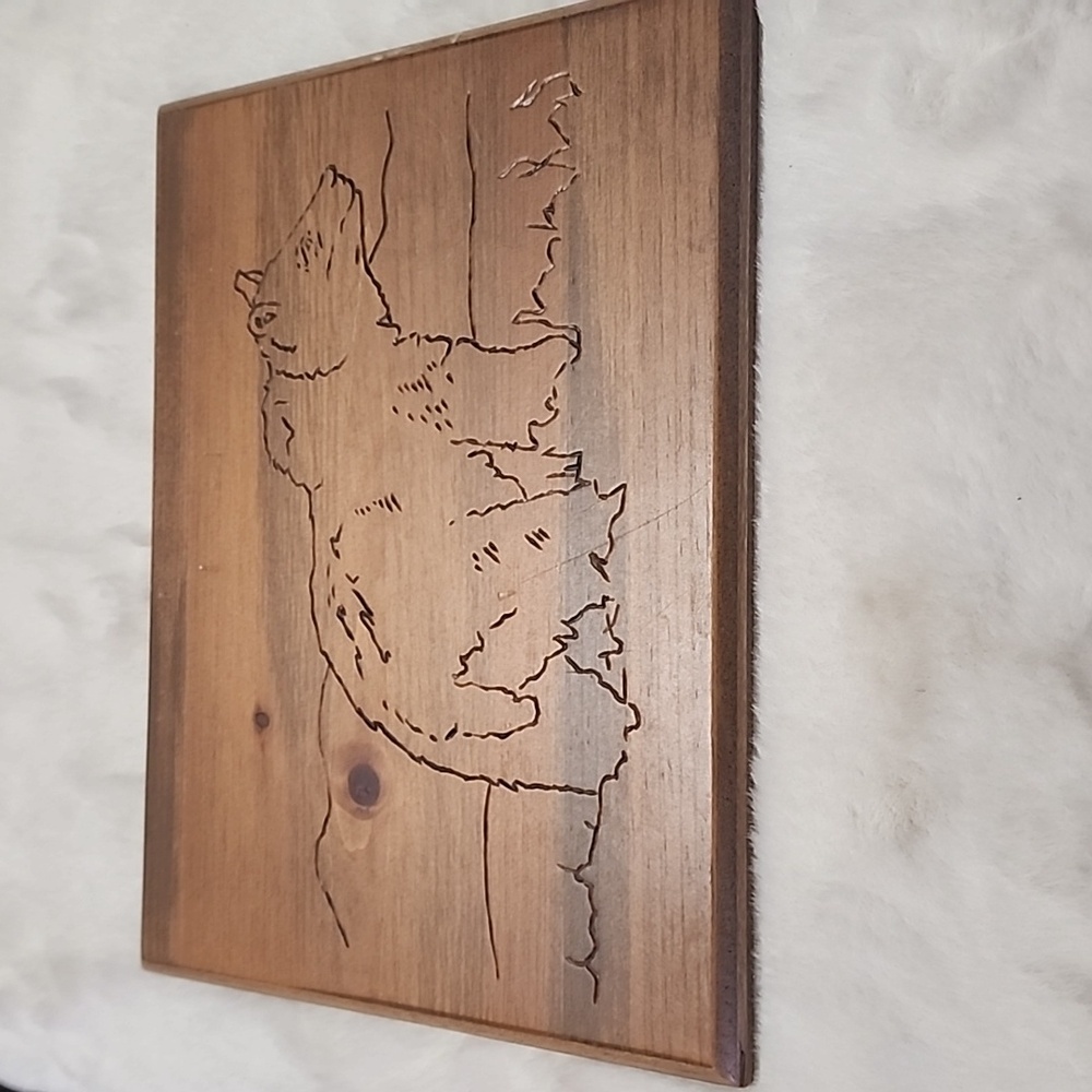 BEAR CARVED WOOD  WALL HANGING.